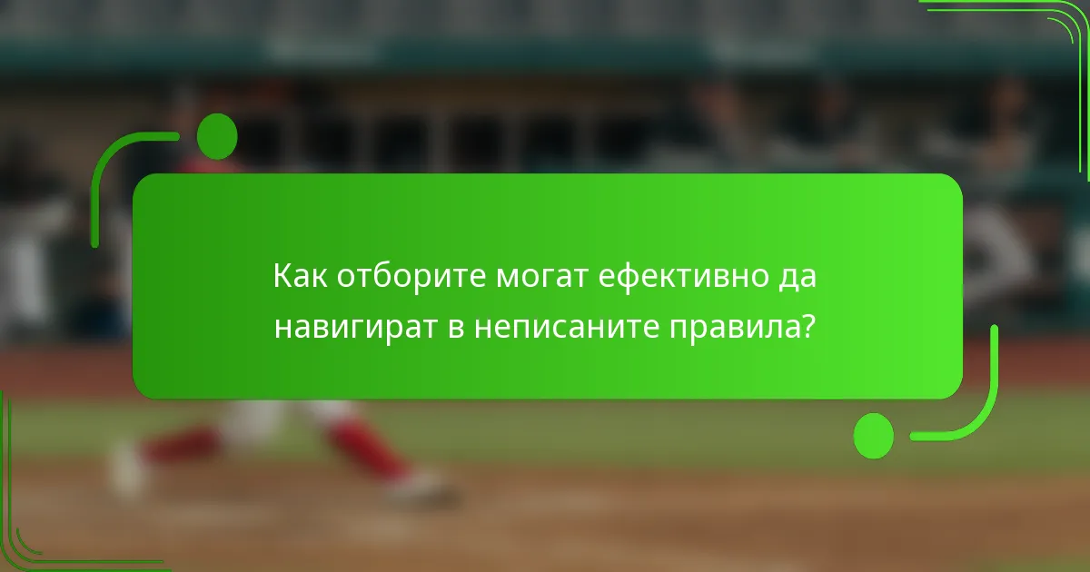 Как отборите могат ефективно да навигират в неписаните правила?