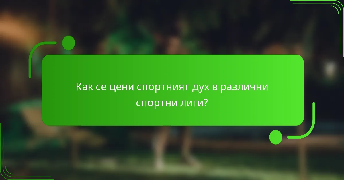 Как се цени спортният дух в различни спортни лиги?