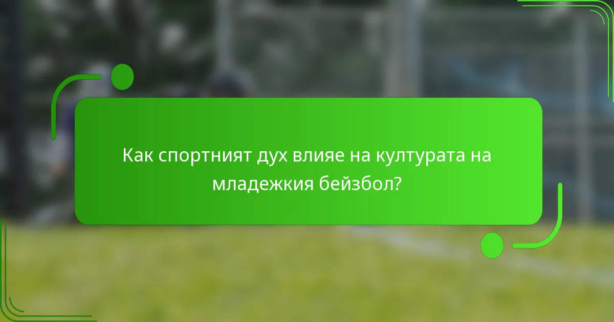 Как спортният дух влияе на културата на младежкия бейзбол?