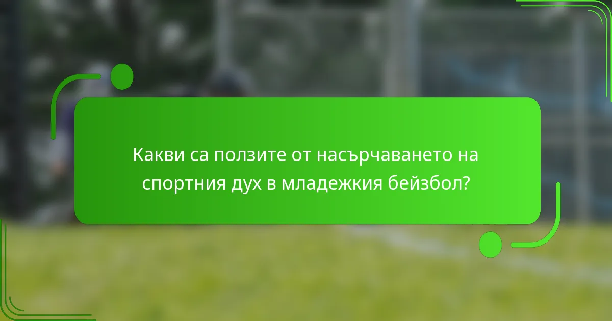 Какви са ползите от насърчаването на спортния дух в младежкия бейзбол?