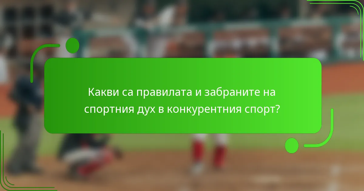 Какви са правилата и забраните на спортния дух в конкурентния спорт?