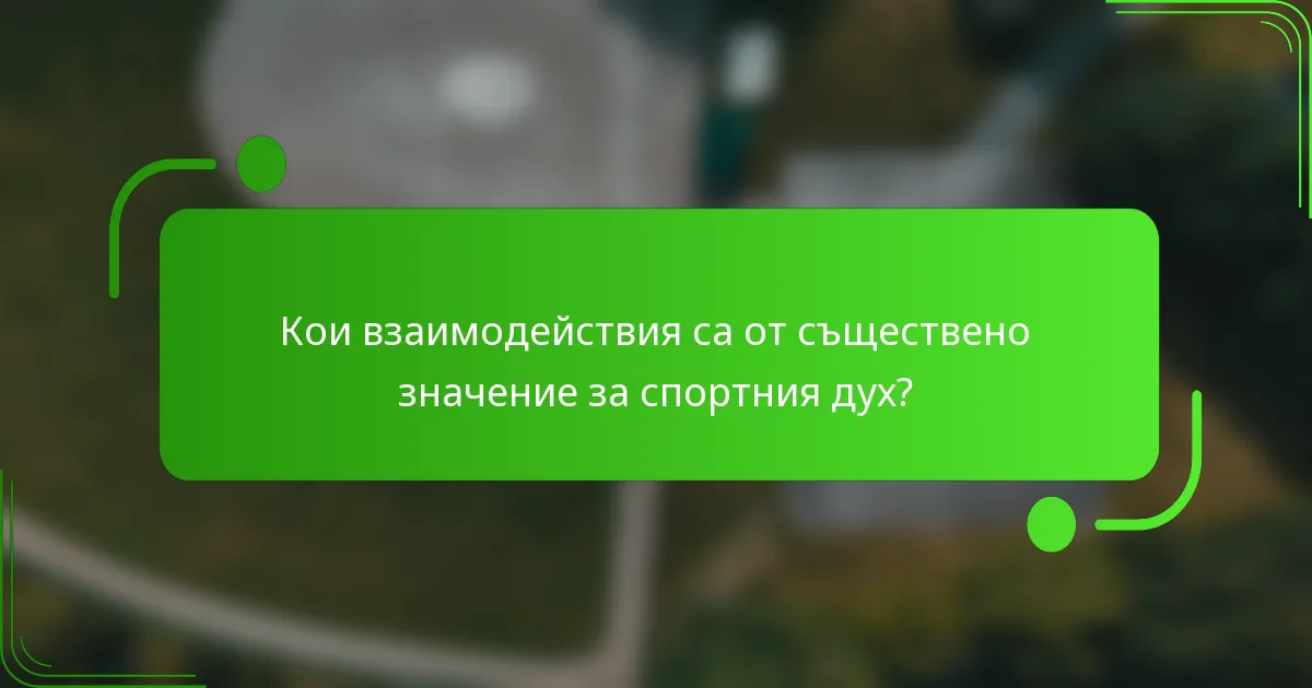 Кои взаимодействия са от съществено значение за спортния дух?